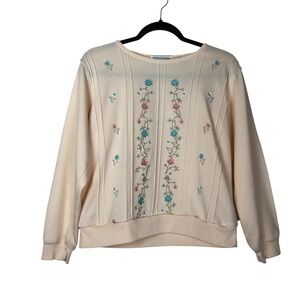 Vintage‎ Shenanigans Womens Embroidered Floral Grandmacore Top S Cottagecore
